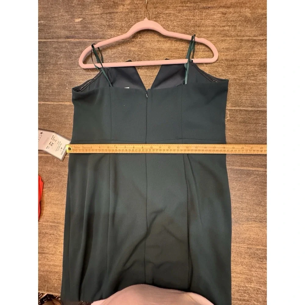 Betsy & Adam Strapless Tuxedo Gown‎ Size 16W Pine Green Formal Cocktail